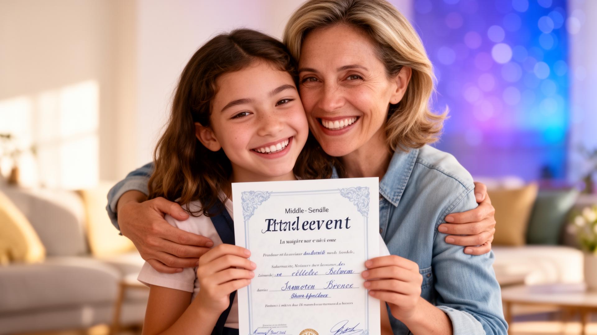 Famille fière de la réussite au Brevet